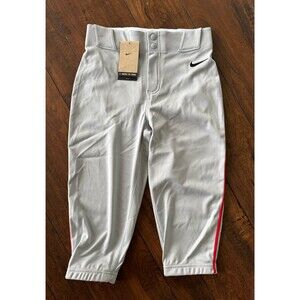 Nike Boy's Vapor Select Piped Baseball Knickers Pants Gray Scarlet Red L NEW